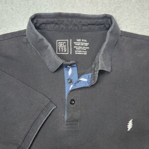 Section 119 Polo Shirt Mens XL Black Grateful Dead Stealie Lightning Golf Casual